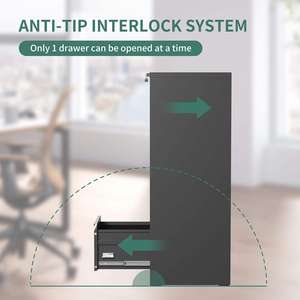 Archivador Estrecho <span class=keywords><strong>de</strong></span> 3 Cajones con Diseño Antivuelco para Gestión <span class=keywords><strong>de</strong></span> Documentos <span class=keywords><strong>de</strong></span> Oficina, Superventas - Product Image 6