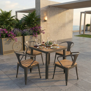 Muebles Comerciales para Restaurantes al por Mayor, Juego de Mesa y Sillas para Exterior con Estructura Metálica Antioxidante y WPC, Directo de Fábrica para Cafeterías - Product Image 3