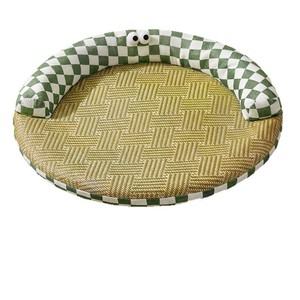 Tapis rafraîchissant pour animaux de compagnie, rectangle, lit d'été pour chien, motif en treillis amovible, rembourrage en fibre de polyester, lavable à la main, fournitures pour animaux de compagnie toutes saisons - Product Image 1