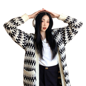 <span class=keywords><strong>Cardigan</strong></span> Casual in Cashmere di lana lunga per donna maglione lavorato a maglia da donna per la stagione <span class=keywords><strong>invernale</strong></span> - Product Image 3