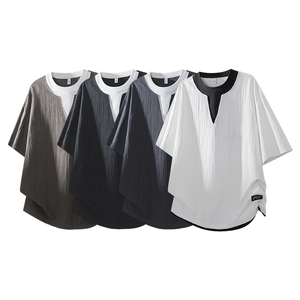 Camiseta <span class=keywords><strong>de</strong></span> Hombre al por Mayor con Logotipo Personalizado ODM, Estilo Urbano Holgado, Color Sólido, Tejida, 100% Poliéster, Cuello Redondo, Transpirable - Product Image 2
