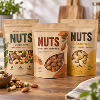 Sachet Doypack Personnalisé en Papier Kraft Qualité Alimentaire avec Fenêtre et Fermeture Zip Refermable pour Emballage de Snacks et Noix
