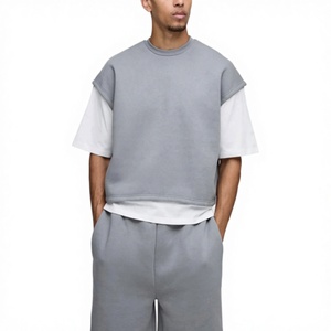 Vente en gros 100% coton 2 pièces t-shirt & ensemble short pour hommes top article de vente d'été tenue décontractée jogging survêtement pour hommes - Product Image 1