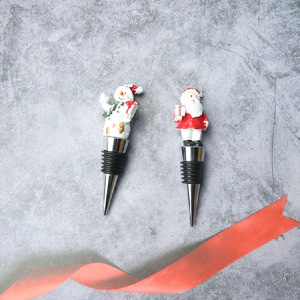 Christmas Wine Bottle Stoppers Set Resin Santa Snowman Design Holiday Gift For Red Wine Bottles - Product Image 3