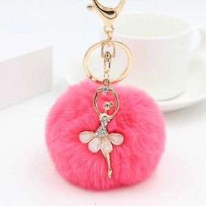 Porte-clés boule duveteuse ange mignon pour sac - Accessoire porte-clés boule duveteuse en fausse fourrure de zibeline pour DIY - Product Image 1