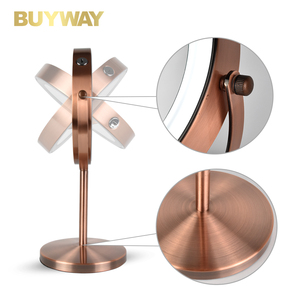 Miroir grossissant double face Miroir cosmétique de table avec lumière LED Miroir de maquillage debout à rotation à 360 ° avec lumière rechargeable - Product Image 2