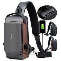 Sacs à bandoulière classiques imperméables USB pour hommes, sac de poitrine antivol de qualité supérieure à une seule épaule