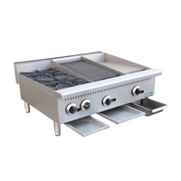 Matériel de cuisson professionnel en acier inoxydable pour comptoir, 3 en 1 : cuisinière à gaz, barbecue et plancha, pour cuisine de restauration