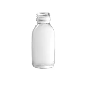 Hot sale 100ml 125ml 150ml clear Glass Bottle for Syrup DIN PP 28mm with cap