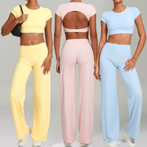 Ropa Deportiva de Alta Calidad para <span class=keywords><strong>Gimnasio</strong></span>, Pantalones de Fitness de Cintura Alta, Camiseta de Manga Corta de Secado Rápido, Sujetador Deportivo, Ropa Casual XS - Product Image 1