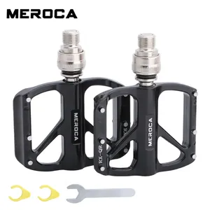 MEROCA pédale de vélo avec crampons pédales à dégagement rapide en alliage d'aluminium repose-pieds à 3 roulements pour vélo pliant Brompton - Product Image 1
