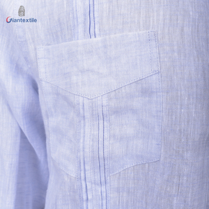 Camisa <span class=keywords><strong>Guayabera</strong></span> de buena calidad para <span class=keywords><strong>hombre</strong></span>, camisa cubana sólida azul mexicana, camisa de manga larga para <span class=keywords><strong>hombre</strong></span> - Product Image 4