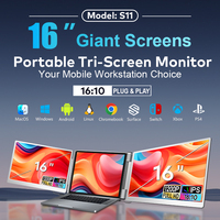 16 Inch Triple Screen Glossy IPS Laptop Monitor with Multiple Ports for Business Use