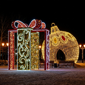 Festive 3d Gift Box <b>Decorative</b> <b>Lights</b> For Garden Pathway Christmas Event And Outdoor Holiday Celebration Decoration - Product Image 1