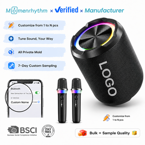 Haut-parleurs <span class=keywords><strong>en</strong></span> tissu avec logo personnalisé, microphone karaoké Bluetooth, design portable, son Hi-Fi et qualité supérieure compacte, dotés d'une large gamme de fonctionnalités - Product Image 1
