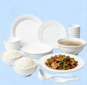 <span class=keywords><strong>Service</strong></span> de table en mélamine Collection Pure White, économique pour la maison, les cafés et les repas décontractés - Product Image 2