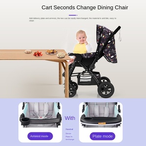 Cochecito Metálico de Alta Visibilidad con Ruedas Silenciosas de Cuatro Ruedas y Reposabrazos Reversible Ligero para Bebé - Product Image 2