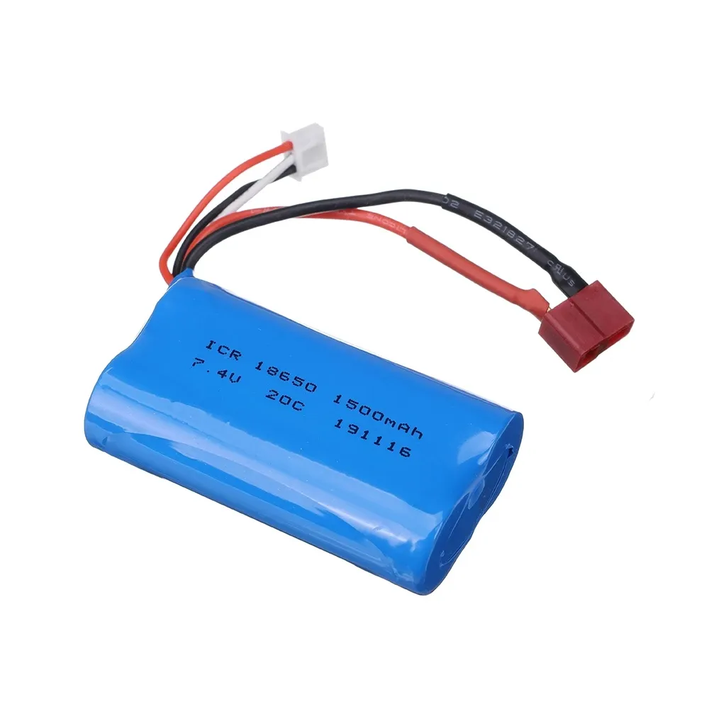 Lithium T Plug Rechargeable ICR18650 Battery 7.4V 1500mAh Li-ion Battery Pack 18650 Pack For Wltoys