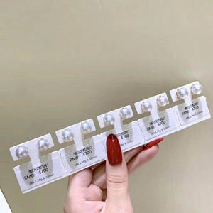 20718DIY <b>Pearl</b> Accessories S925 <b>Silver</b> Ear Nail Hollow Bracket Concealer 8-9mm Round Beads <b>Earrings</b> - Product Image 2