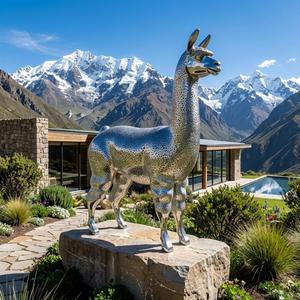 Escultura de Alpaca de Acero Inoxidable Personalizada, Decoración Moderna con Temática Animal para Exteriores, Regalo para Parques y Plazas - Product Image 6