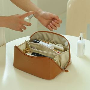 Travel <b>Toiletry</b> Bag Large Capacity Cosmetic Bag PU Leather Multifunctional <b>Storage</b> Makeup Bag - Product Image 3