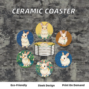 Eco-Friendly Minimalist Ceramic Cork Coaster with Custom Printing Absorbent <b>Round</b> Car Coaster - Product Image 2
