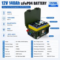 EU-Lagerbestand Tragbare Outdoor-Camping-Angelboot-Lithiumbatterie 12V 24V 100Ah 140Ah 200Ah LiFePO4-Batterie Solarenergie-Kit