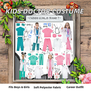 Costume d'infirmière ou de médecin amusant pour enfants, garçons et filles, pour Halloween, avec haut à col en V, pantalon et accessoires, uniforme médical chirurgical - Product Image 2