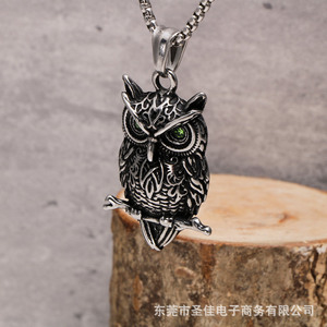 Collar con colgante de búho de acero inoxidable, diseño de animales unisex, joyería de regalo SP1078 - Product Image 4