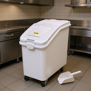 Contenedor de Alimentos para Cocina Comercial Vevor, 27 Galones, Tapa Deslizante, Contenedor de Almacenamiento Blanco con Cuchara, Modelo D0100HADMU7 - Product Image 2