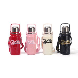 Stainless Steel <b>Insulated</b> Water Bottle 316L Portable Travel <b>Mug</b> For Outdoor Hiking Sports With Handle And Strap - Product Image 5