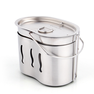 Katlanır kolları ile 750ml paslanmaz çelik öğle yemeği kutusu su bardağı karışıklık teneke ve açık kamp kantin soba seti için kapak - Product Image 1