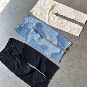 2025 Custom Denim Pants Casual Straight Leg <b>Jeans</b> Custom Design Pants <b>Jogger</b> Cut and Sew <b>Jeans</b> Denim Pants - Product Image 1