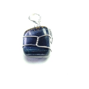 High quality tiger eye stone Wire <b>Wrapped</b> Pendant Classic Style Quartz Crystal Tumbled Pebble Gemstone Necklace Healing Stone - Product Image 1