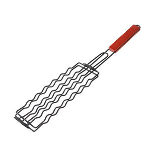 WELAND Panier <span class=keywords><strong>de</strong></span> barbecue portable pour hot-dogs <span class=keywords><strong>en</strong></span> fer électrolytique avec poignée <span class=keywords><strong>en</strong></span> <span class=keywords><strong>bois</strong></span> pour grillades <span class=keywords><strong>de</strong></span> saucisses - Product Image 6