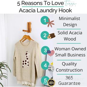 Wooden Wall <b>Hooks</b> Foldable <b>Coat</b> <b>Hooks</b> Solid <b>Wood</b> Rectangle Shape Wall Mounted Multi Purpose Entryway Hat <b>Hook</b> - Product Image 1
