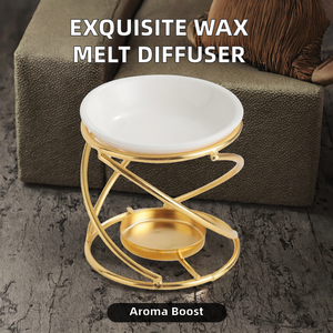 Plateau en céramique fait à la main, écologique, rond, lampe à huile avec motif imprimé UV pour la décoration de la maison - Product Image 3