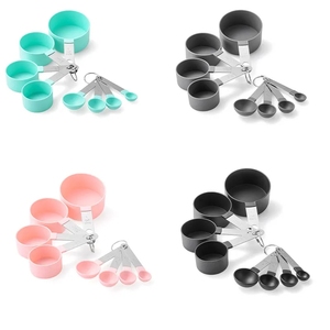 Ensemble de 8 tasses et cuillères à mesurer en plastique écologique, très vendu, pour la pâtisserie, le <span class=keywords><strong>café</strong></span>, le thé et les accessoires de cuisine - Product Image 1