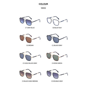 Lunettes de soleil carrées personnalisées de style européen et américain pour hommes, monture en métal à double pont, monture noire, verres PC, protection UV400 - Product Image 2