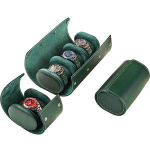 Tùy chỉnh sang trọng da đen hộp đồng hồ màu xanh lá cây 1 2 <span class=keywords><strong>3</strong></span> khe cắm trường hợp đồng hồ bao bì kiểu dáng đẹp đồng hồ CuộN thiết kế - Product Image 1
