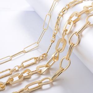 Chaîne épaisse de bordure en cuivre 18k en or 18k, avec Clip de papier, fait à la main, collier, accessoires pour la fabrication de bijoux, 10 pièces - Product Image 2