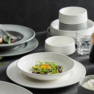 Ensembles d'assiettes à vaisselle à bord argenté nordique Vaisselle <span class=keywords><strong>Assiette</strong></span> à dîner en céramique porcelaine Ensembles de dîner en porcelaine Vaisselle - Product Image 1