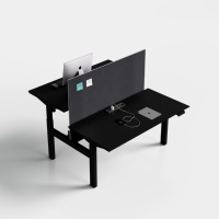 Bureau moderne durable de luxe avec moteur électrique unique, bureau assis-debout, élévateur d'ordinateur, cadre blanc, hauteur réglable