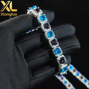 Euro-American 10mm Blue Rock Sugar Chain <b>Cube</b> Sugar Men's Necklace Bracelet Jewelry Set Customized - Product Image 5