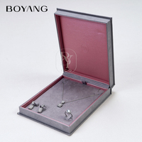 Emballage cadeau de luxe personnalisé gris bague boucle d'oreille bracelet collier ensemble de boîte à bijoux en velours