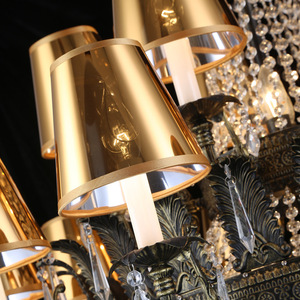 โคมไฟระย้าทองสัมฤทธิ์โบราณสไตล์ยุโรปขนาดใหญ่ สำหรับห้องนั่งเล่นแบบดูเพล็กซ์ บันได วิลล่า อาคารหลายชั้น - Product Image 2