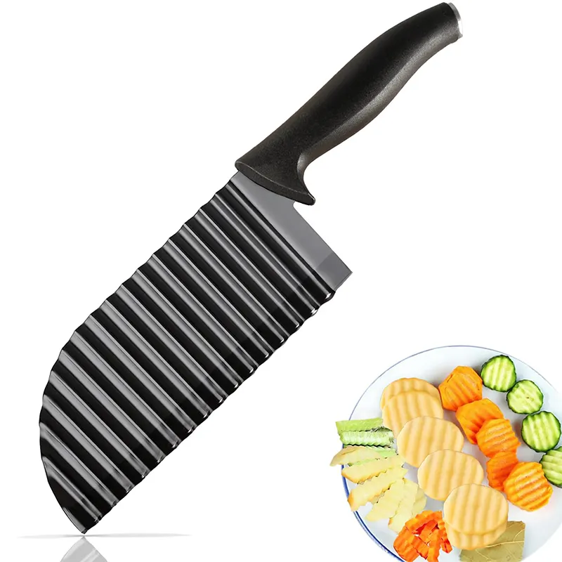 Cutter for Veggies Potatoes Crinkle Knife for Salad Chopping Cucumber Carrot Fruit Wave Knife Stainless Steel French Fry Slicer