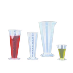 पारदर्शी प्रयोगशाला प्लास्टिक पीपी त्रिकोणीय मापने वाला कप बीकर - Product Image 1