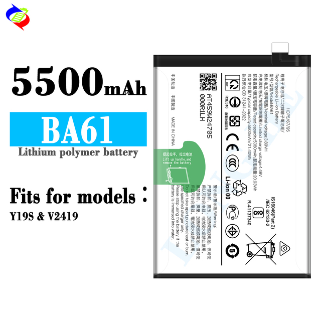 High Quality Original Replacement Battery BA61 5500mAh for VIVO Y19S V2419