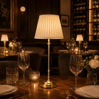 Lampe de table simple sans fil rechargeable DC E14 avec abat-jour remplaçable, 3 températures de couleur, intensité variable, commande tactile pour hôtel et restaurant